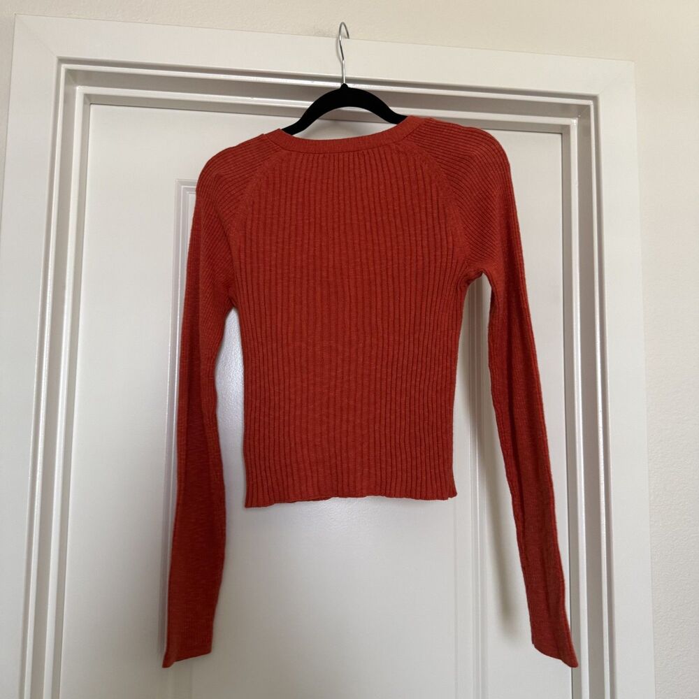 Alex Mill Finney Sz Xs Cotton Linen Ribbed Knit Cardigan Y2k Fall View 3